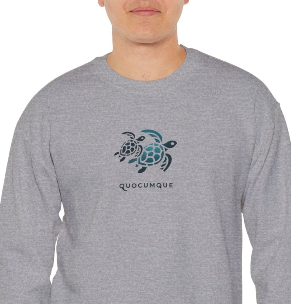 Sweat-Shirt Quocumque "Tortue Marine", Destination l'Île De La Réunion, Adulte, Homme, Femme, Sportive, Sportif, Décontracté, Élégant, Classique, Mer