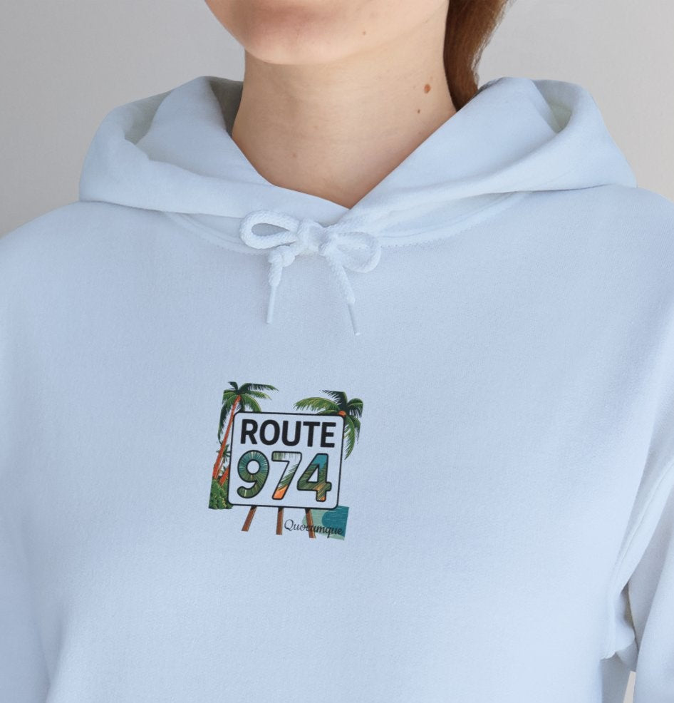 Sweat-Shirt à Capuche Collection " Route 974", Exotisme, Adulte, Homme, Femme, Sportive, Sportif, Décontracté, Classique, Destination La Réunion