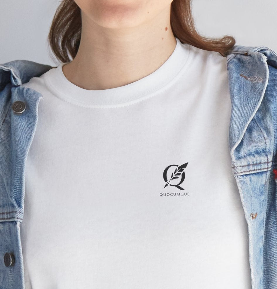 T-shirt Quocumque, "Plume Noire", Confort Coton, Souvenir Unique, Cadeau, Unisexe, Délicatesse, Homme, Femme, Adulte, Poésie, Liberté