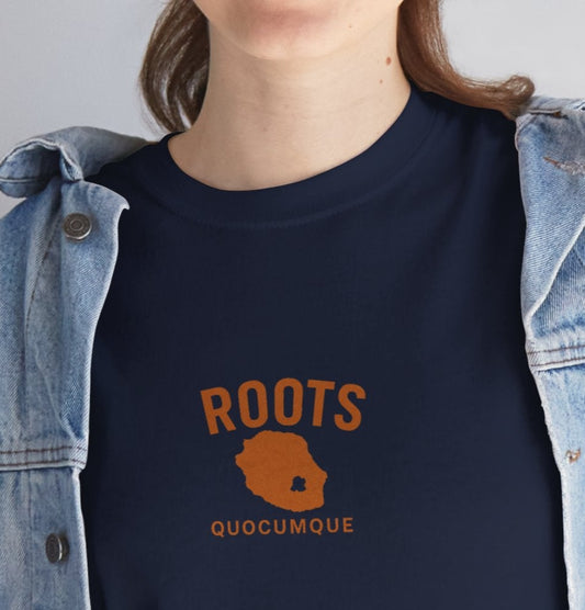 T-shirt "Roots 974", Exotisme, Destination Île de La Réunion, Confort Coton, Sobre, Elégant, Souvenir Unique, Cadeau, Unisexe, Esprit Voyageur